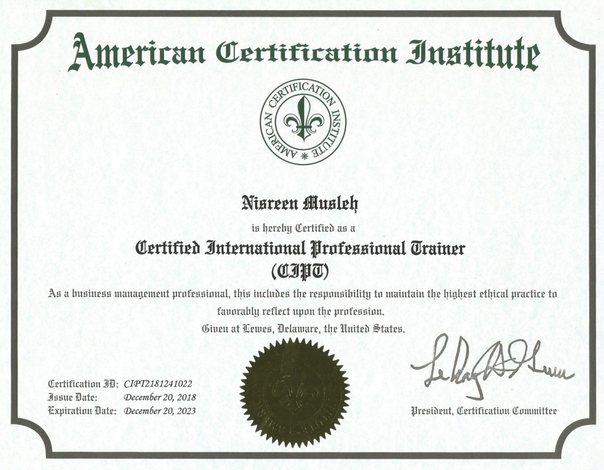 Certified International Professional Trainer (CIPT-TOT) - Ritaj ...